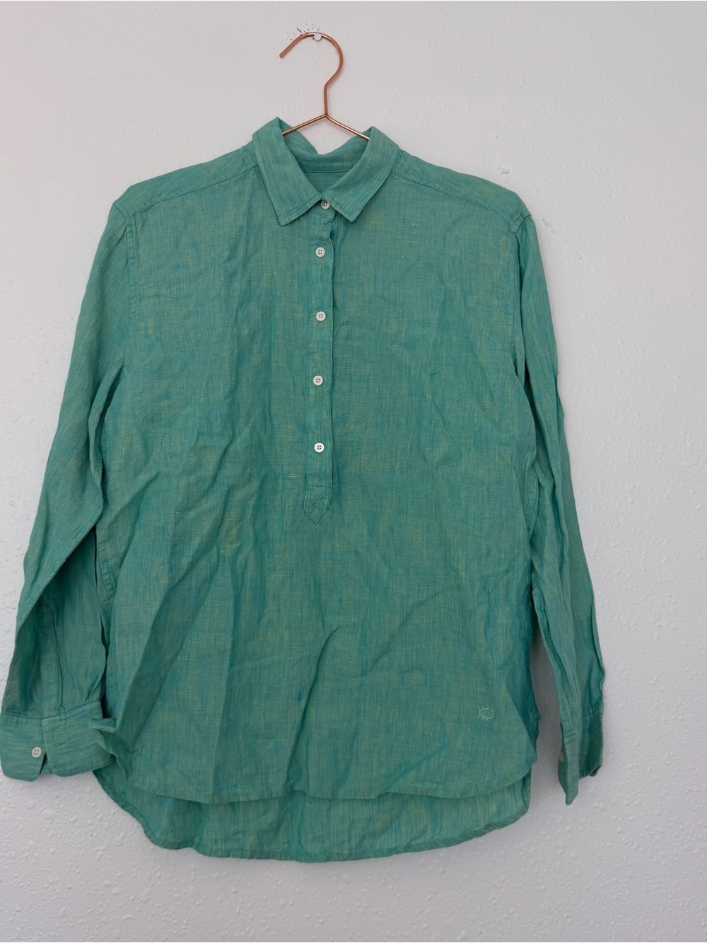 Southern Tide Teal Button-Front Linen Shirt